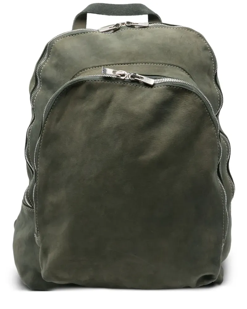 GUIDI Wildleder-Rucksack mit Reißverschluss - Grün Grün
