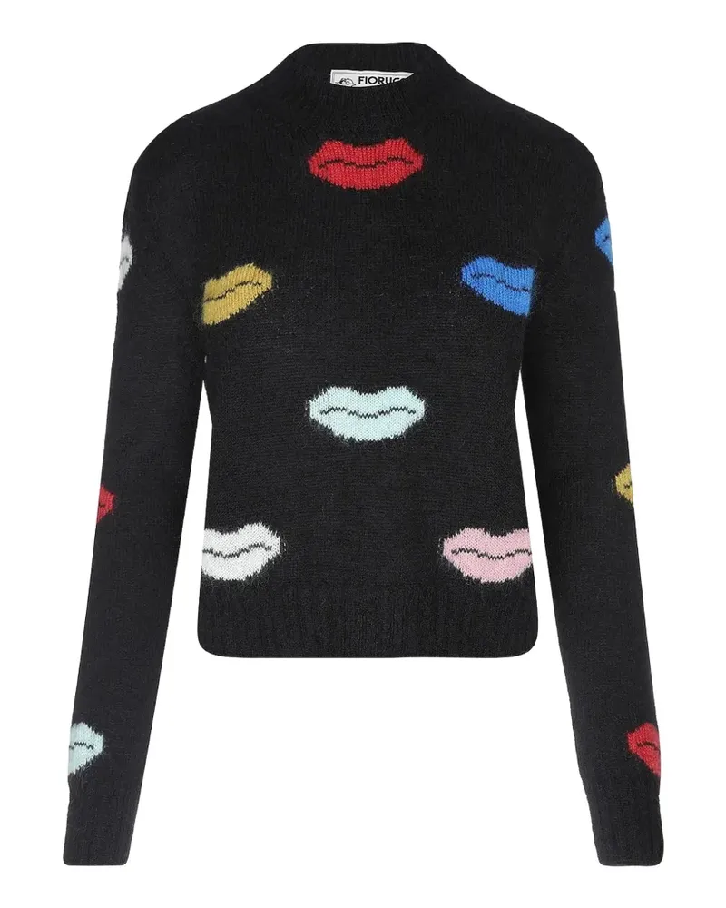 Fiorucci Intarsien-Pullover mit Lippenmotiv - Schwarz Schwarz