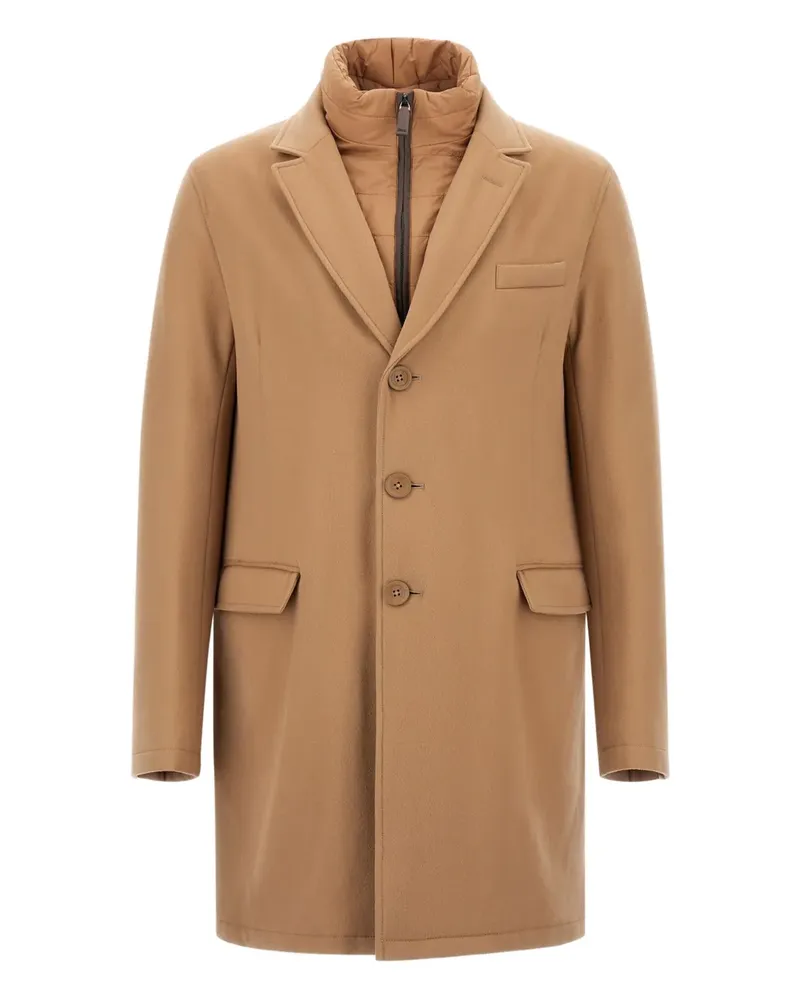 Herno Mantel mit Kontrasteinsätzen - Braun Braun