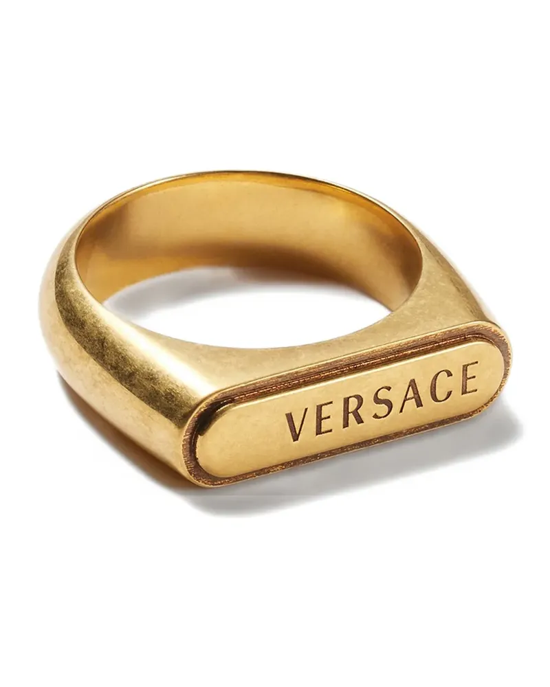 Versace logo tag ring - Gold Gold