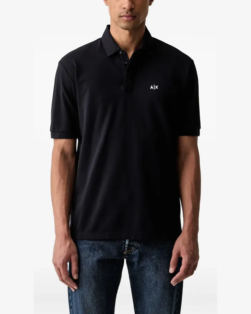 Armani Exchange logo-print piqué polo shirt - Schwarz Schwarz