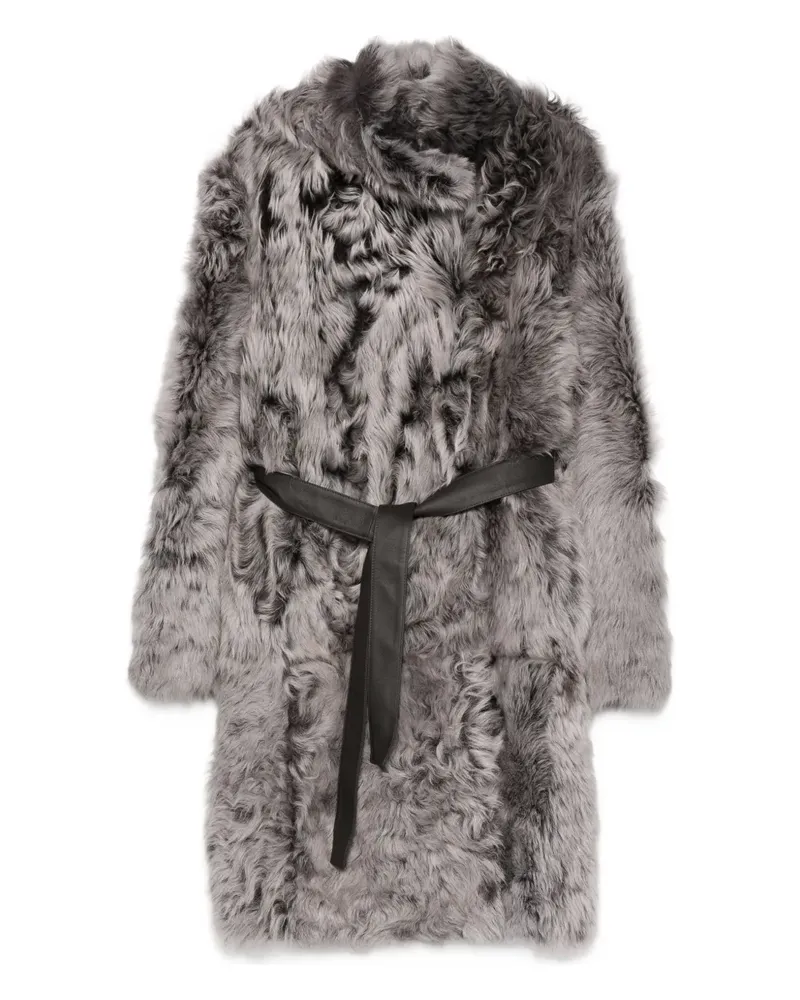 Yves Salomon belted shearling coat - Grau Grau