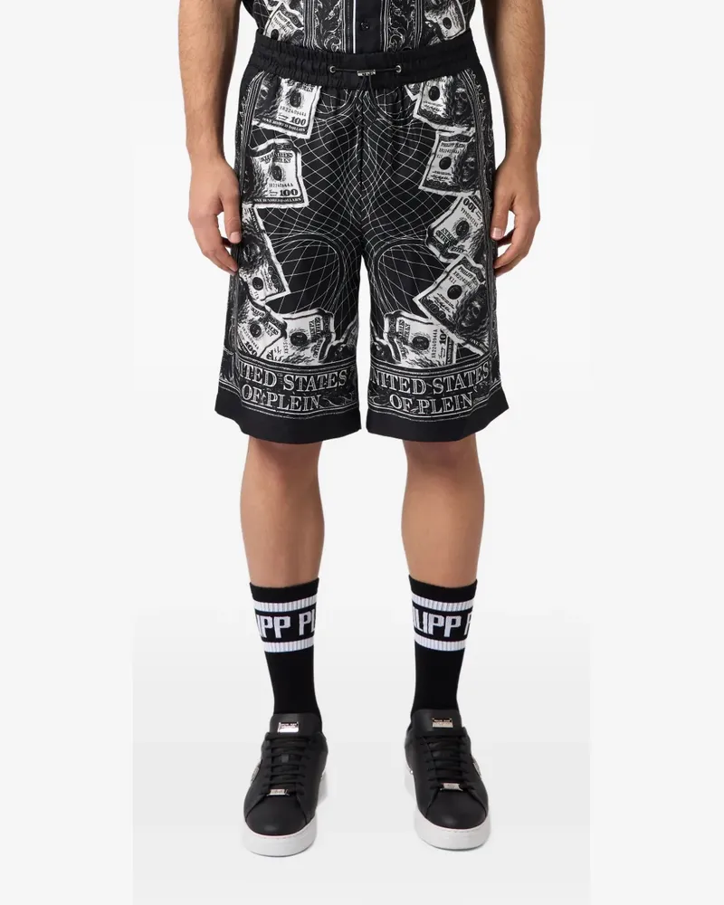 Philipp Plein Shorts mit Totenkopf-Dollar-Print - Schwarz Schwarz