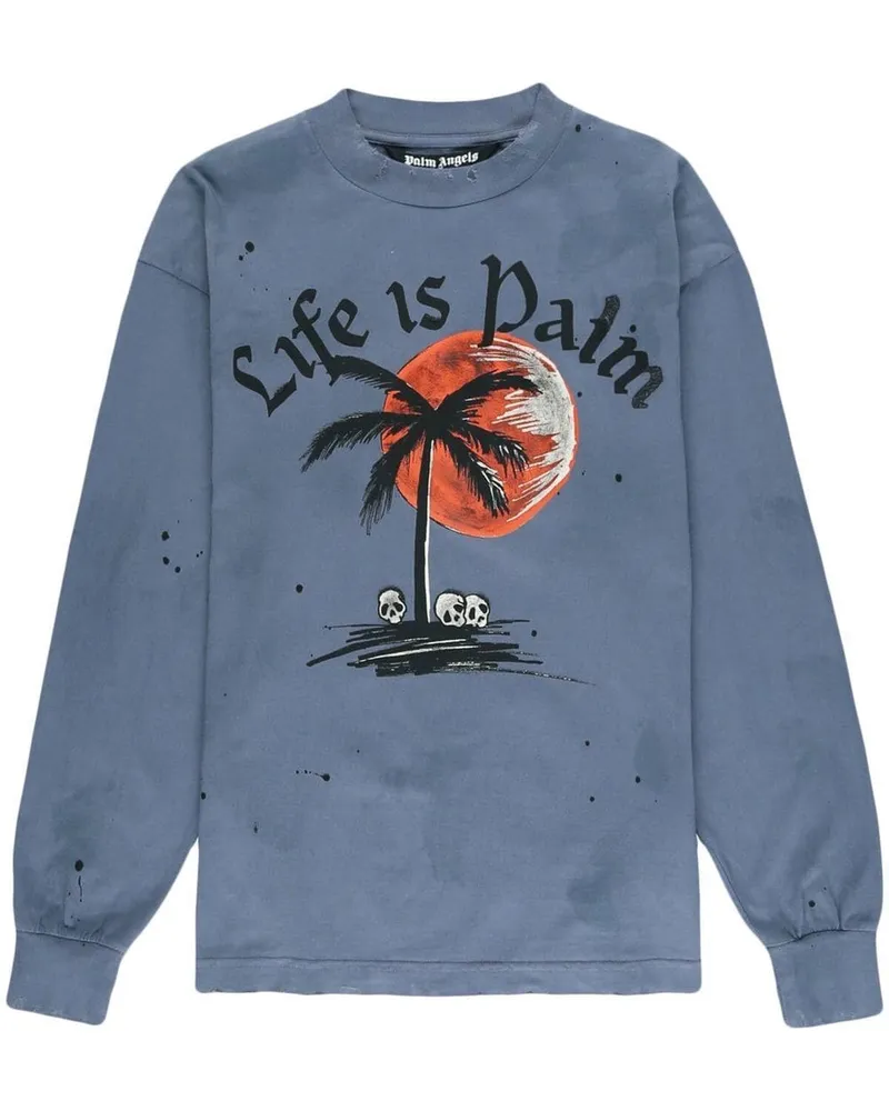 Palm Angels Sweatshirt im Distressed-Look Blau