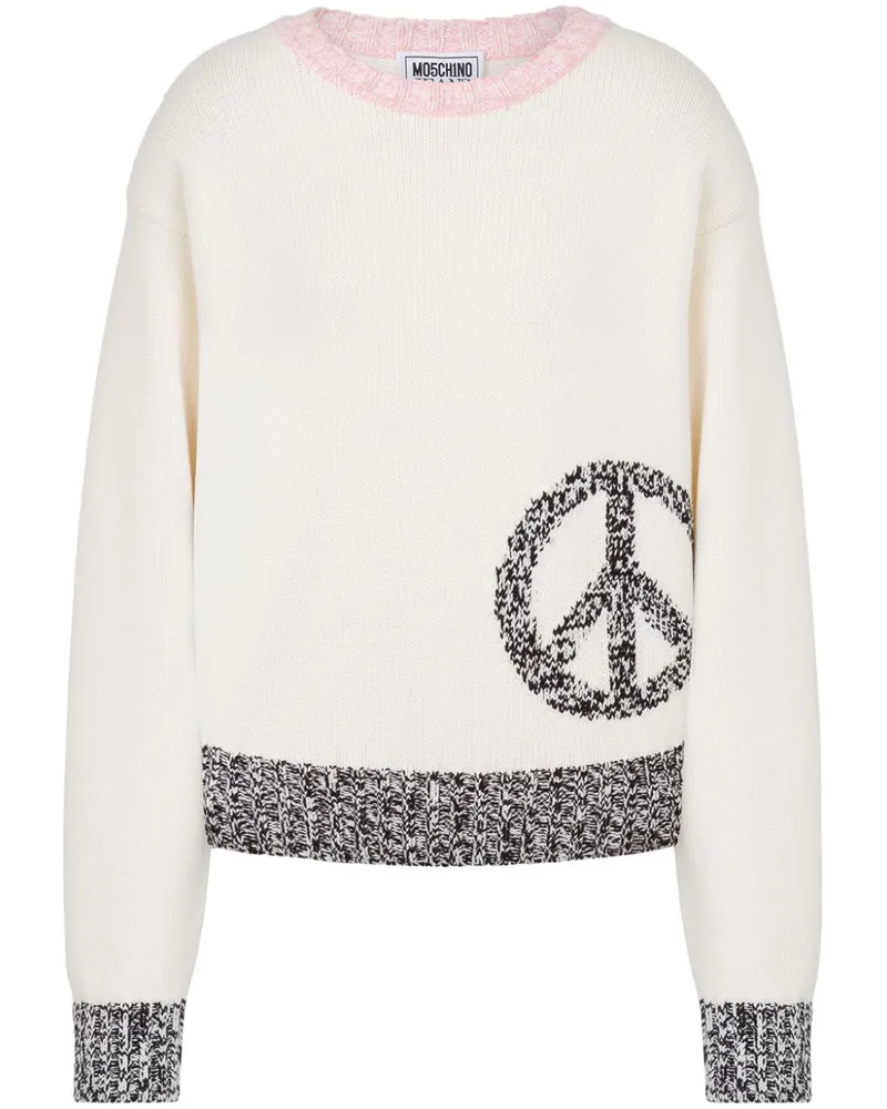 Moschino Peace Intarsien-Pullover - Weiß Weiß