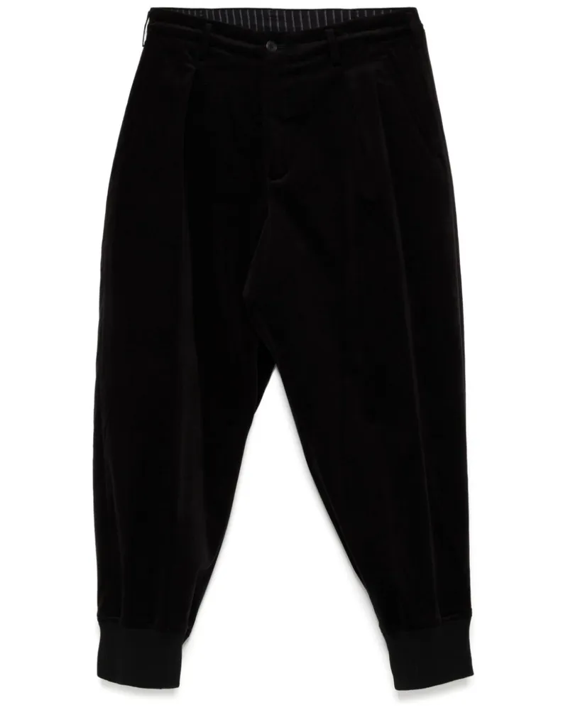 Yohji Yamamoto Tapered-Hose aus Samt - Schwarz Schwarz