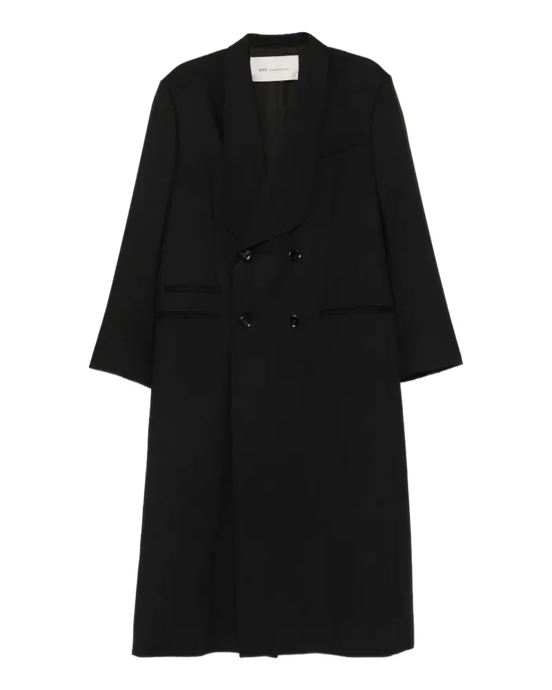 AMI Paris Doppelreihiger Mantel mit Schalrevers - Schwarz Schwarz
