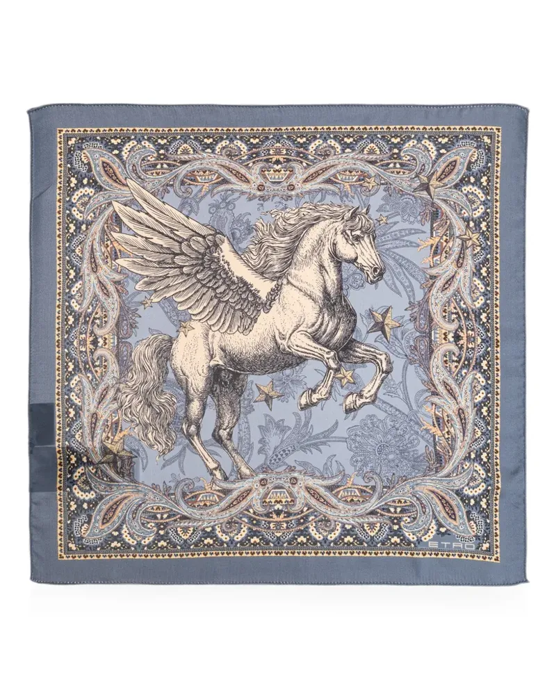 Etro Pegasus paisley-print pocket square - Blau Blau