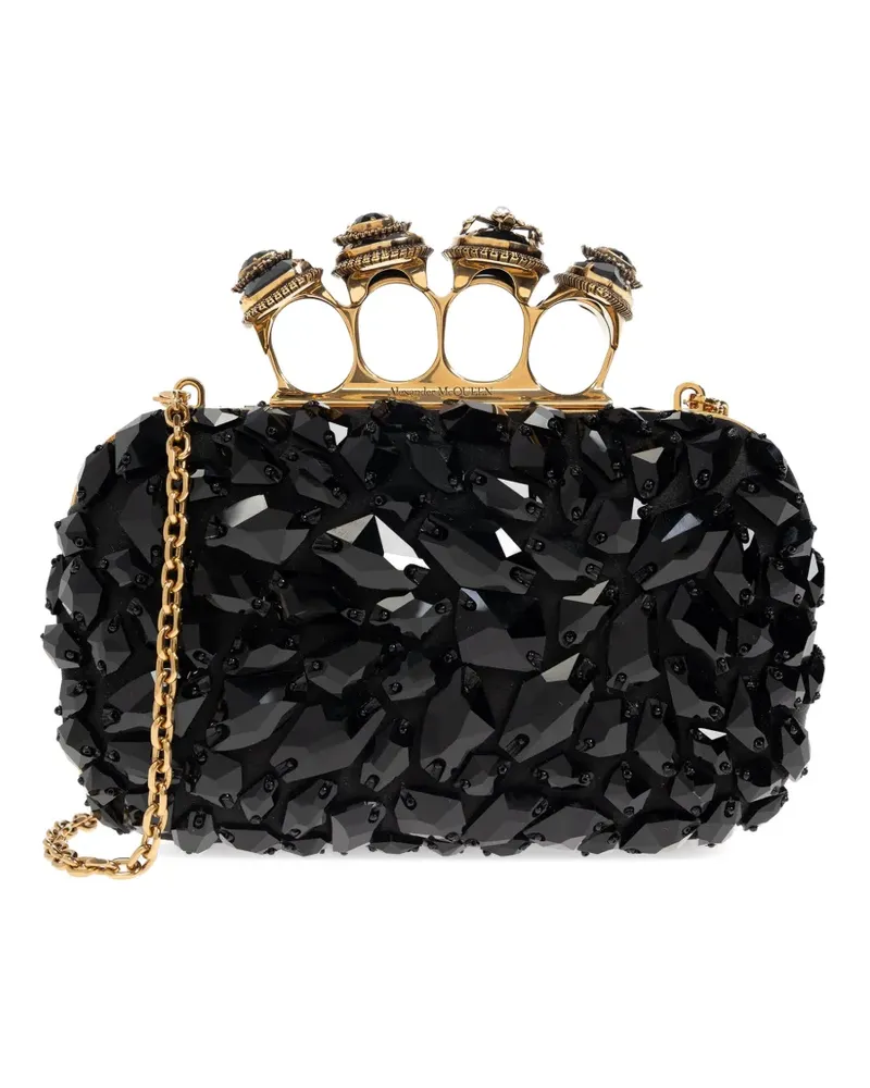 Alexander McQueen jewel four-ring silk tote bag - Schwarz Schwarz