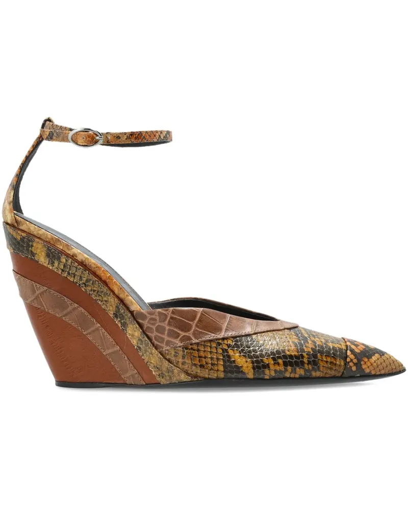 Marni Wedge-Sneakers mit Schlangenleder-Einsatz 110mm - Braun Braun