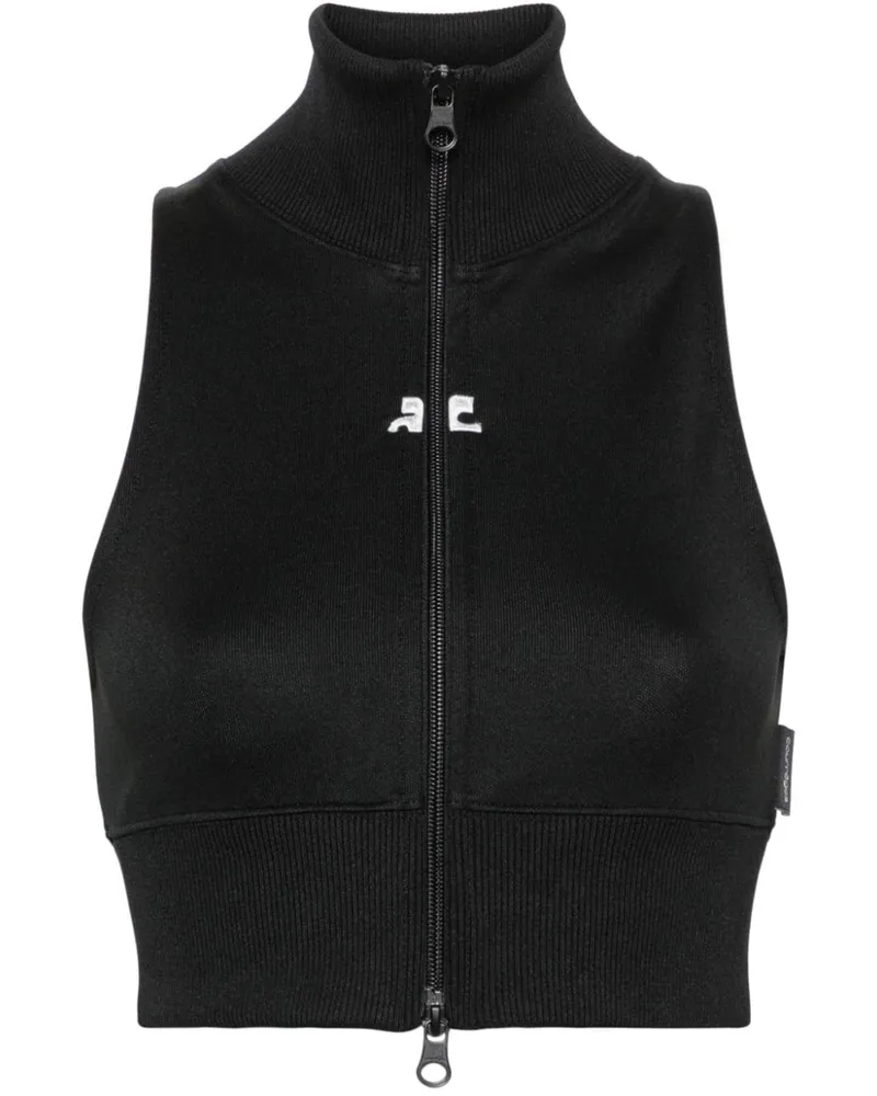 Courrèges Cropped-Jacke mit Logo-Patch Schwarz