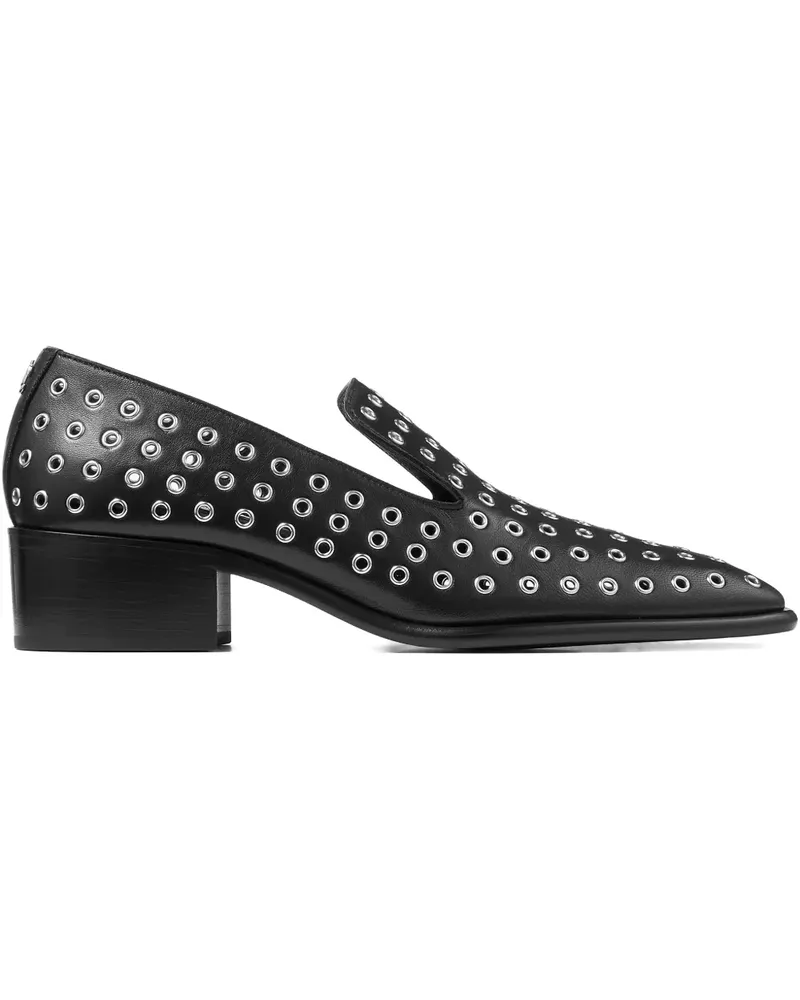 Jimmy Choo 45mm Eliot eyelet heeled loafers - Schwarz Schwarz