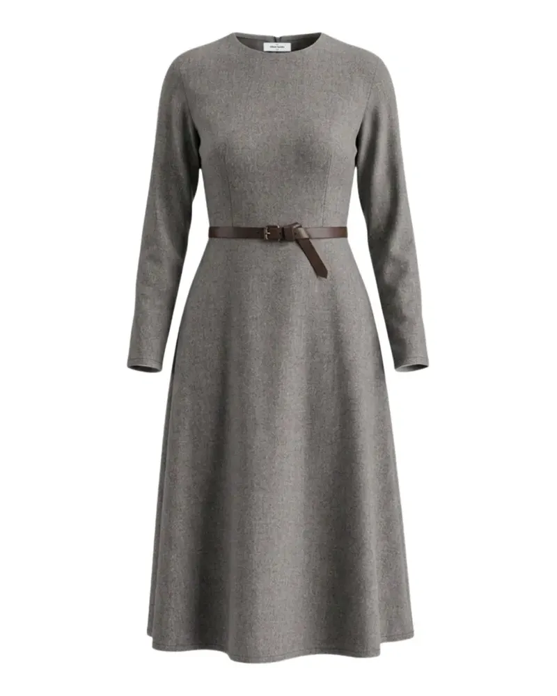 Gran Sasso belted long-sleeve midi dress - Grau Grau