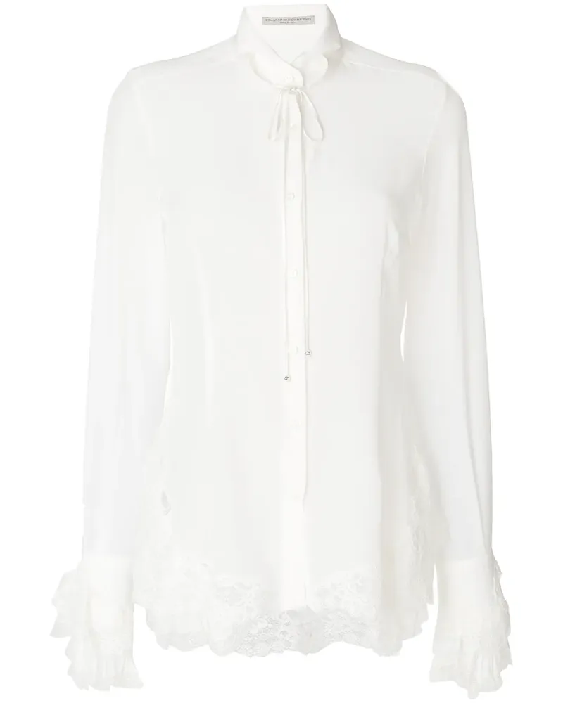 Ermanno Scervino Seidenbluse mit Rüschenborten - Weiß Weiß