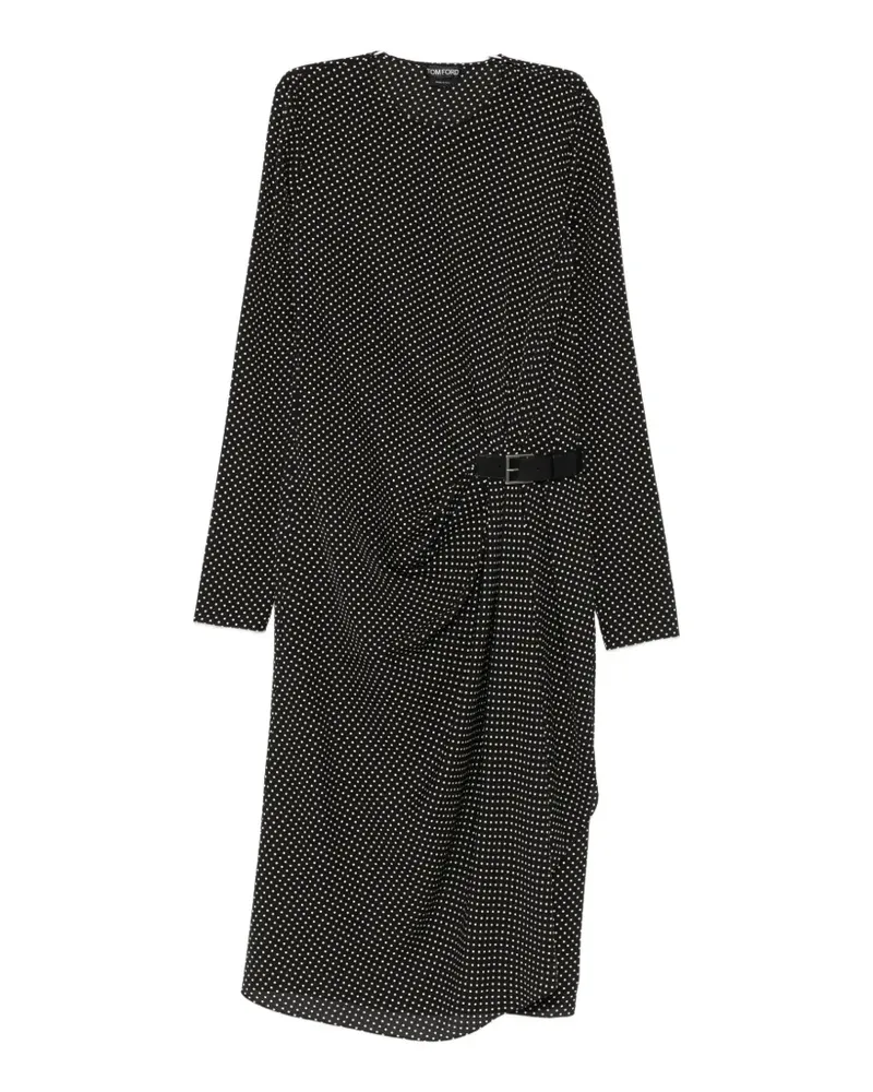 Tom Ford polka-dot belted midi dress - Schwarz Schwarz