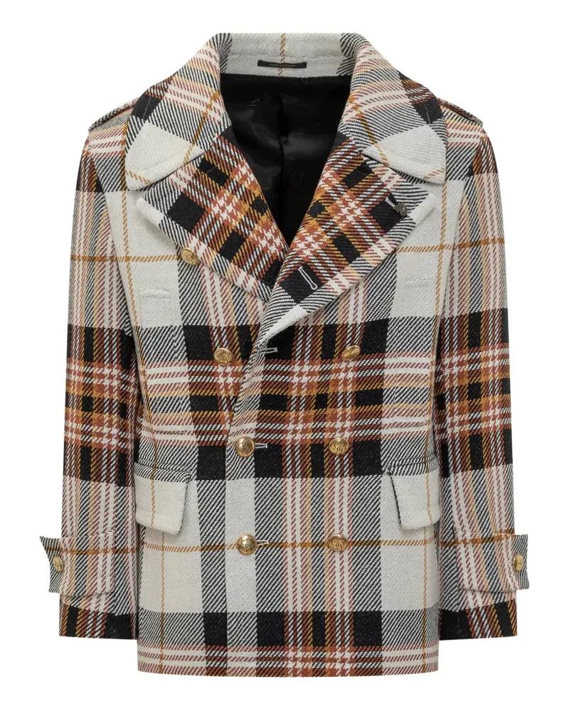 Gabriele Pasini checked double-breasted peacoat - Grau Grau