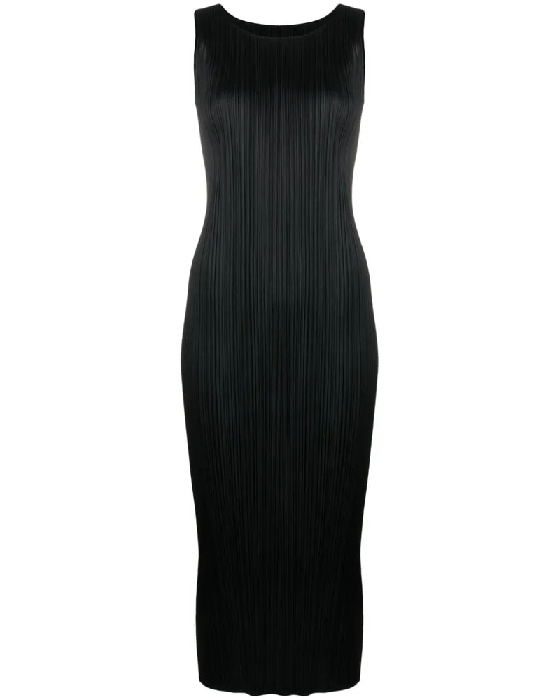 Issey Miyake Ärmelloses Plisseekleid - Schwarz Schwarz