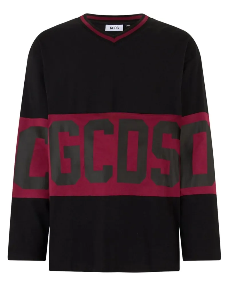 GCDS Hockey-T-Shirt mit Logo - Schwarz Schwarz