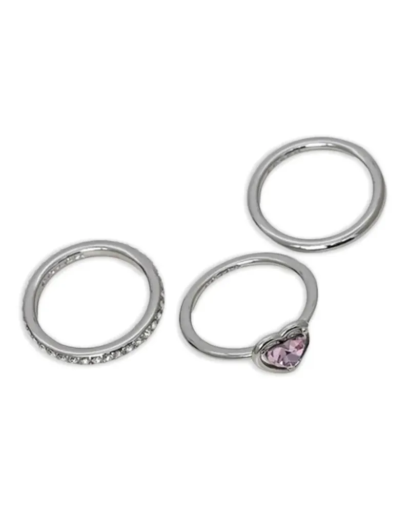 Coach heart-cut crystal-embellished rings (set of three) - Silber Silber