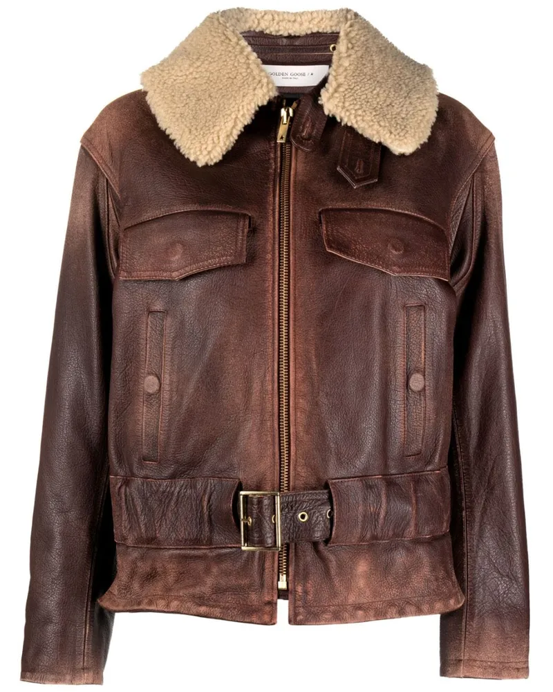 Golden Goose Jacke mit Shearling-Besatz - Braun Braun