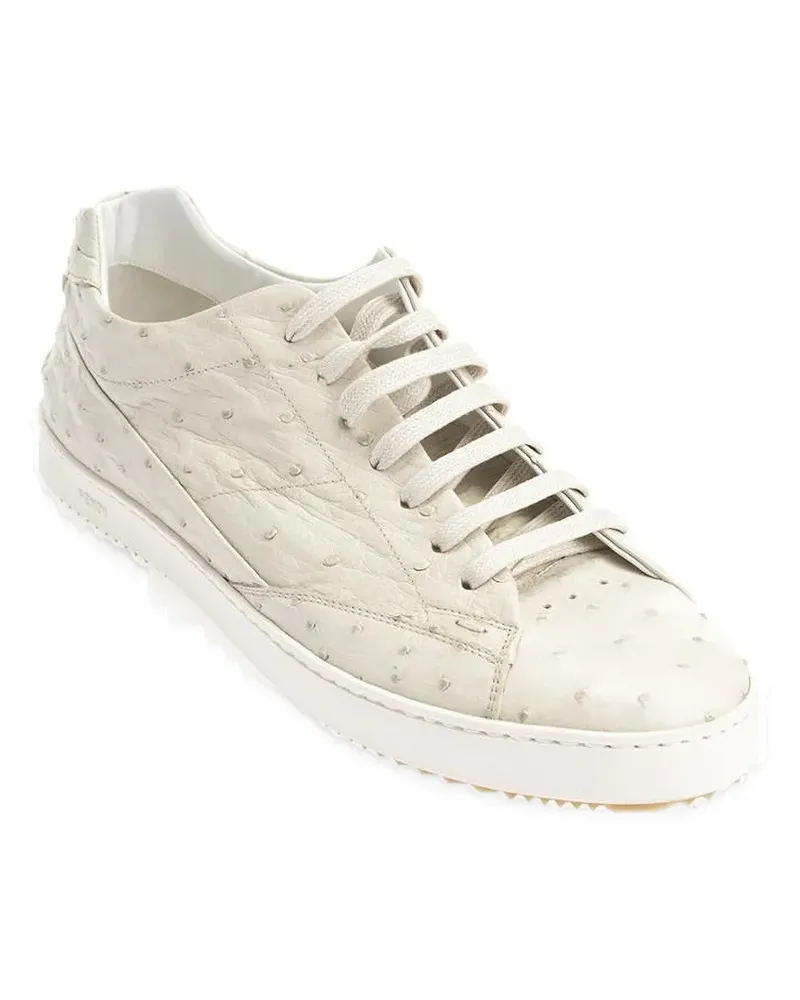 Fendi lace-up ostrich-leather sneakers - Weiß Weiß