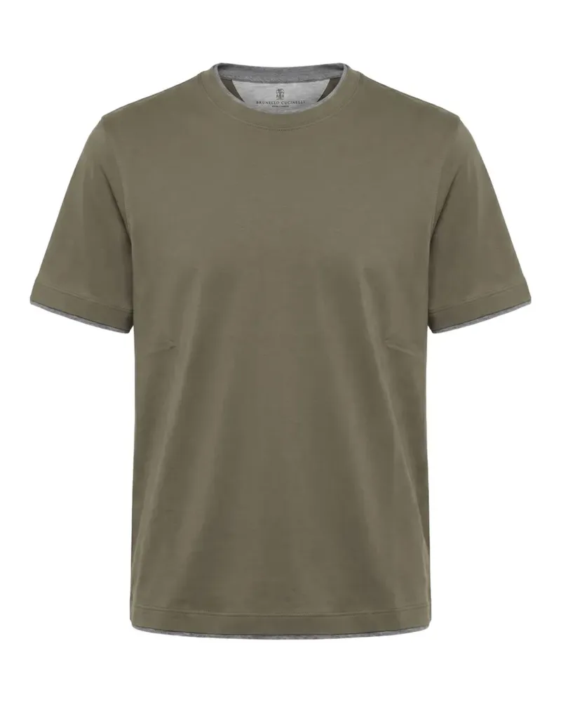 Brunello Cucinelli layered-detail cotton T-shirt - Grün Grün