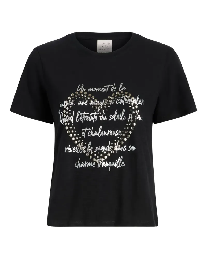 Cinq à Sept Love Letter T-Shirt mit Nieten - Schwarz Schwarz