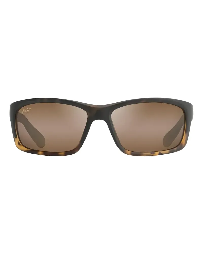Maui Jim Eckige Kanaio Coast Sonnenbrille in Schildpattoptik - Braun Braun