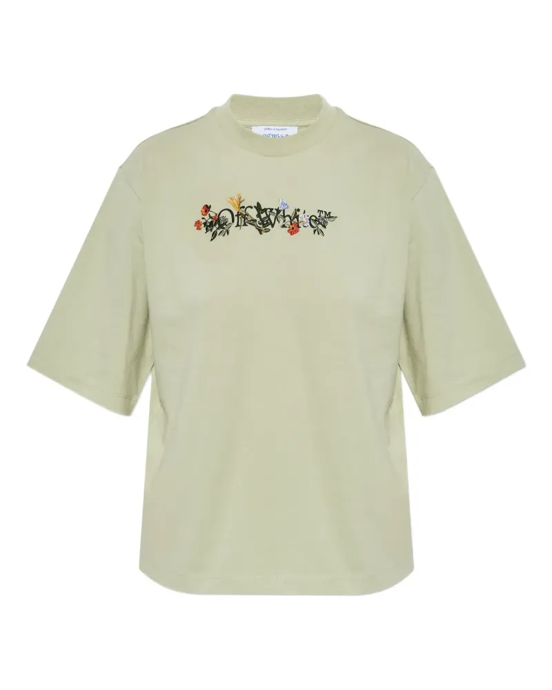 OFF-WHITE floral embroidered T-shirt - Grün Grün