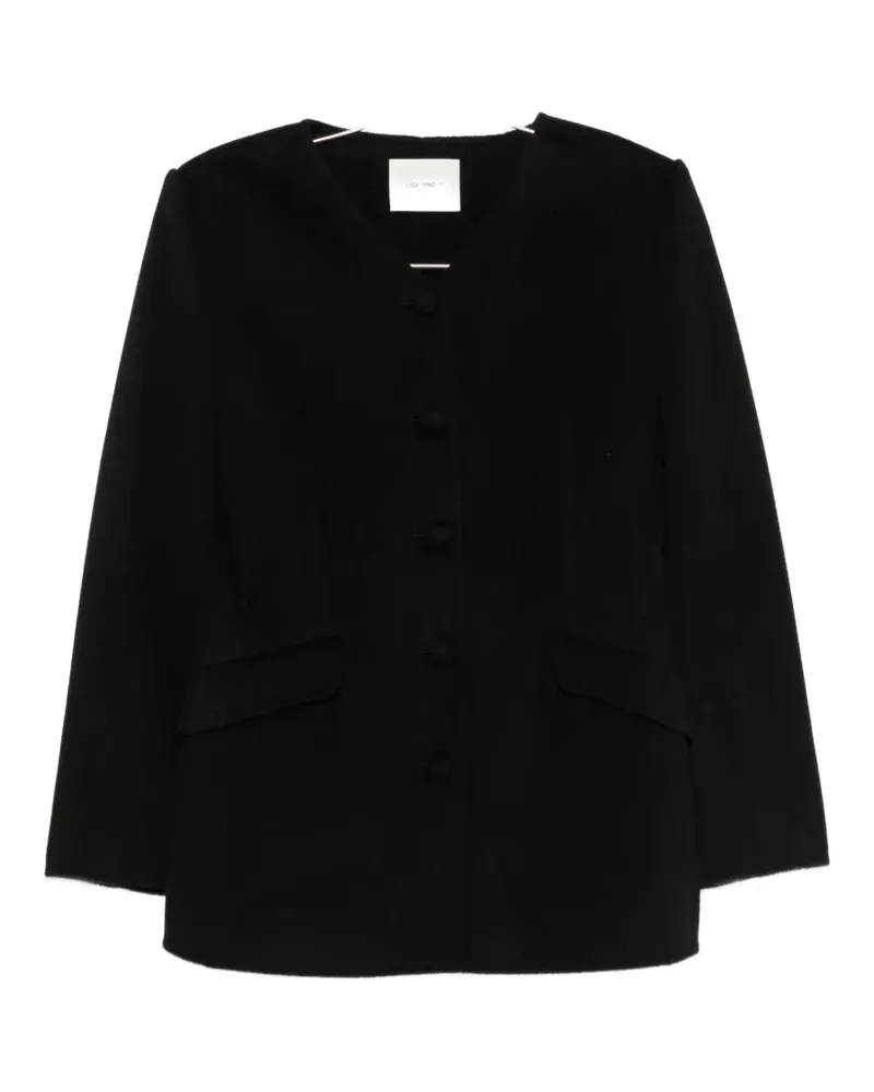 Lisa Yang V-neck single-breasted coat - Schwarz Schwarz