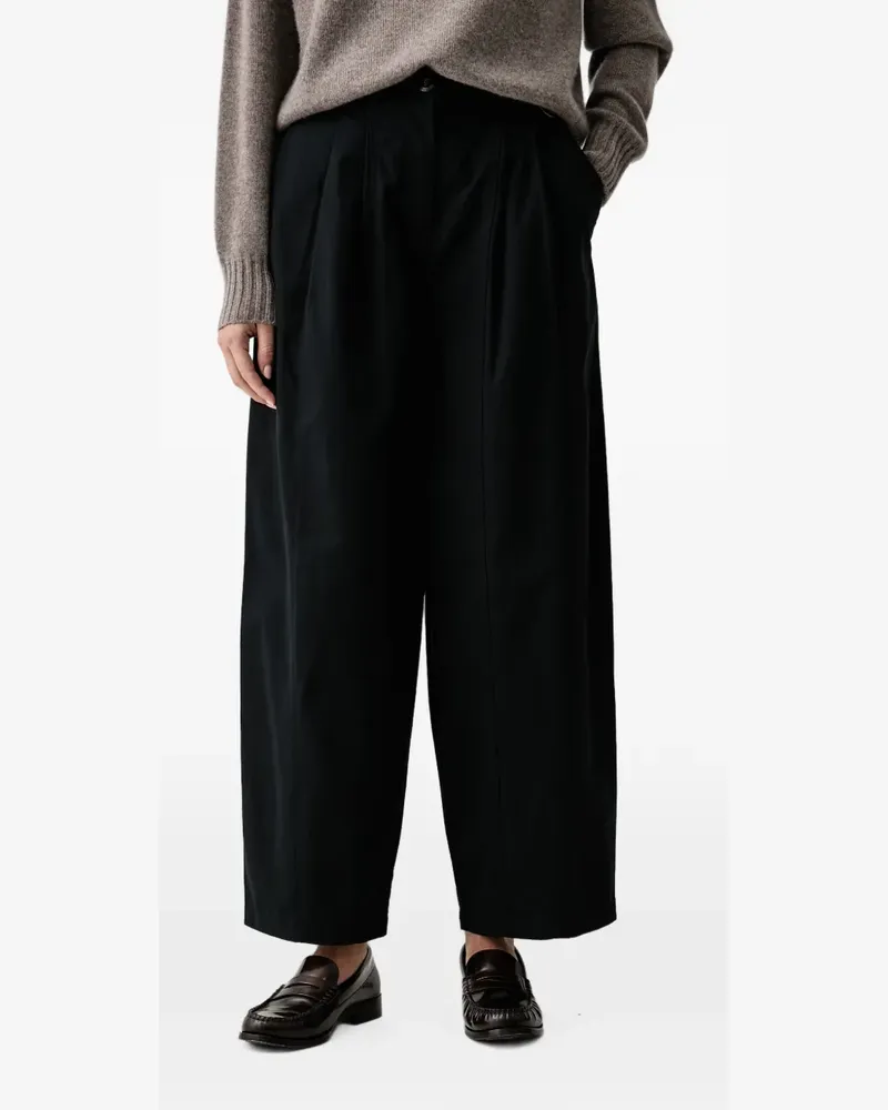 Barbour Glynis Wide-Leg-Jeans mit Falten - Schwarz Schwarz