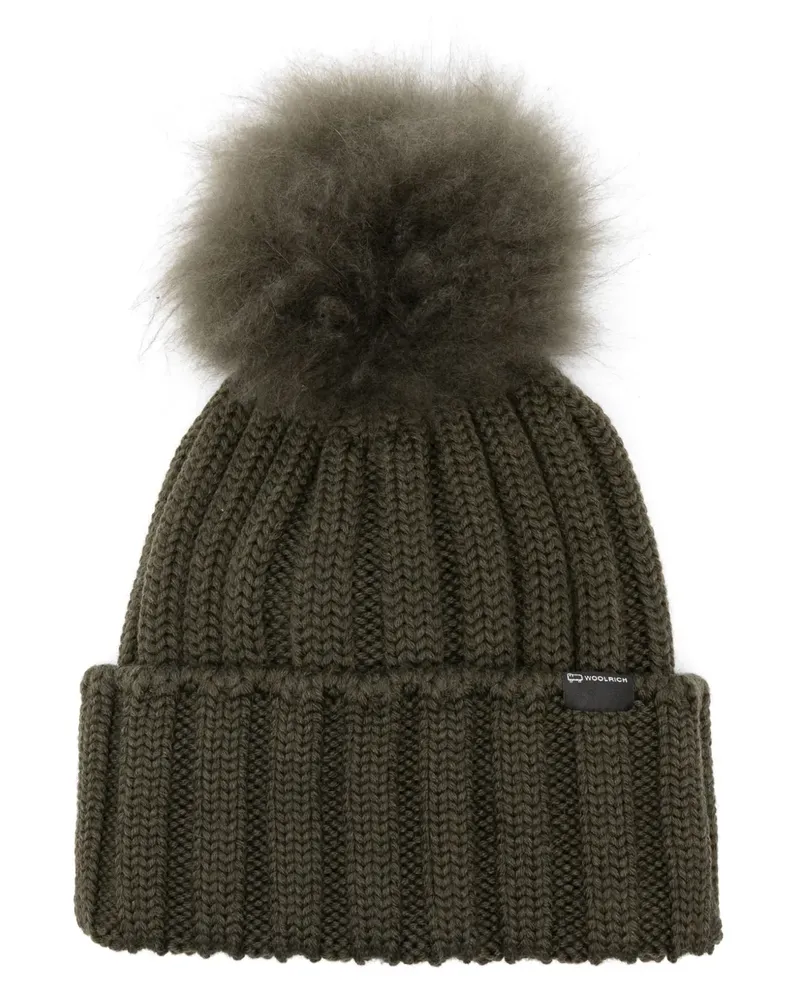 Woolrich Beanie mit Pompon - Grün Grün