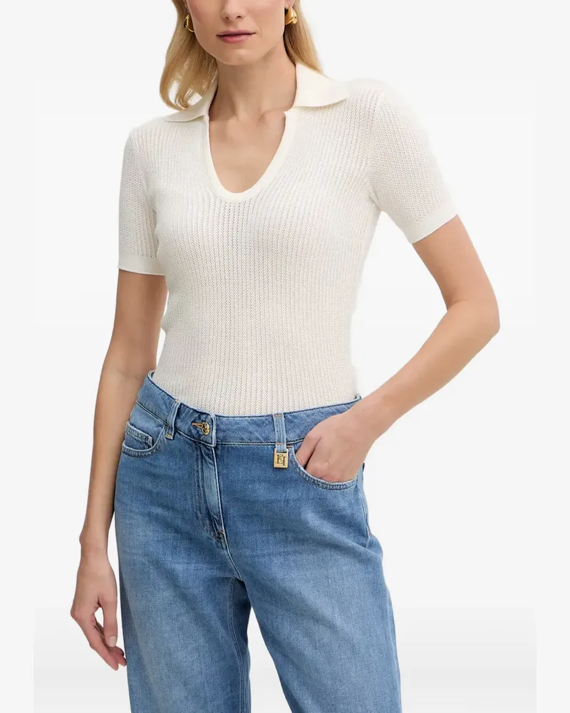 Elisabetta Franchi logo-patch knitted top - Nude Nude