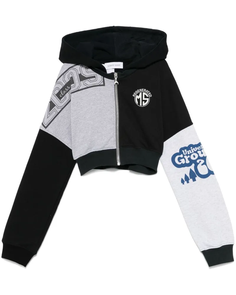 Marine Serre Cropped-Hoodie mit Grafik - Schwarz Schwarz