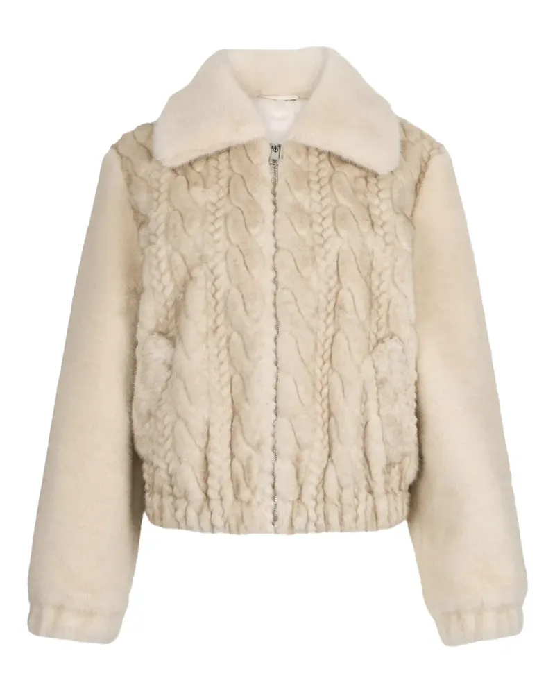 Liu Jo Teddy bomber jacket with cable knit detailing - Nude Nude