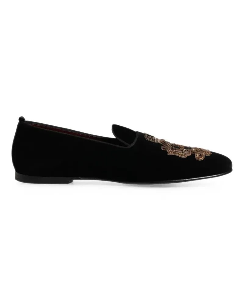 Dolce & Gabbana Bestickte Loafer aus Samt - Schwarz Schwarz