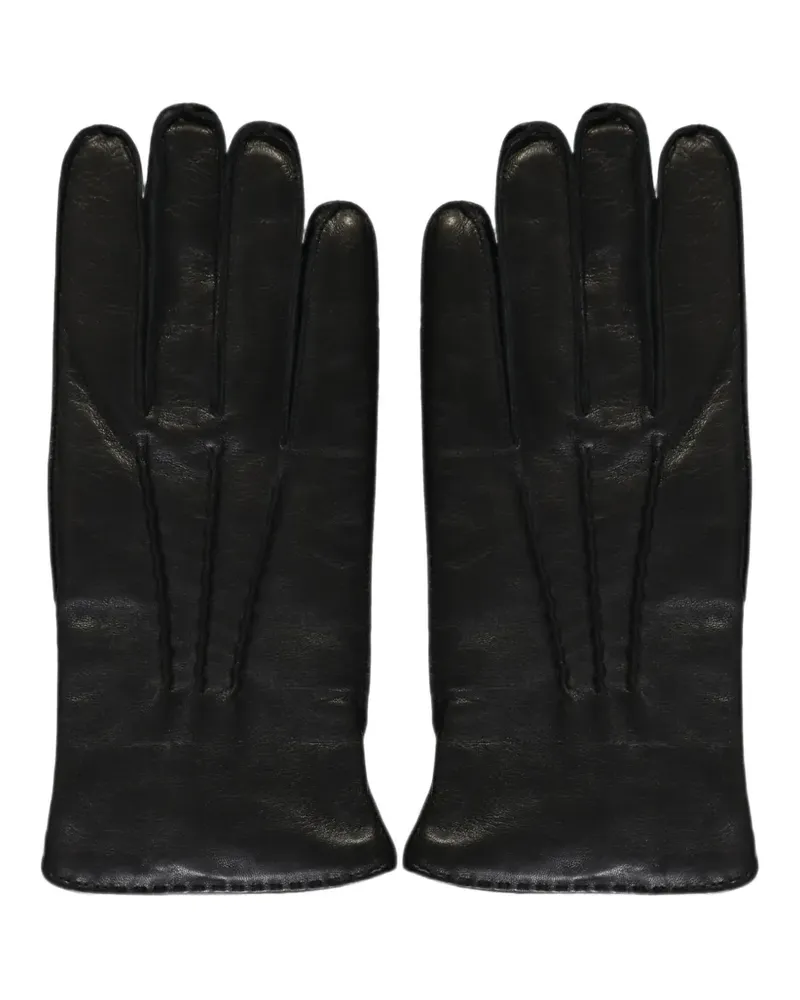 MOORER topstitched leather gloves - Schwarz Schwarz