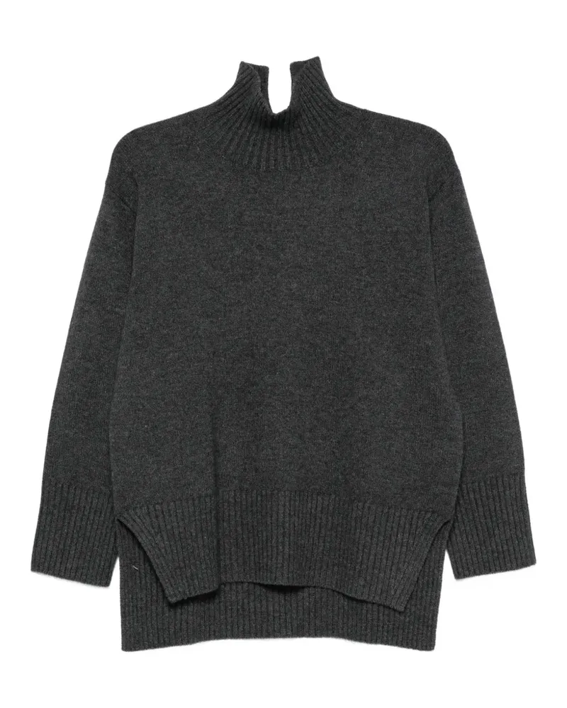 Calvin Klein Lux high-neck side-slit sweater - Grau Grau