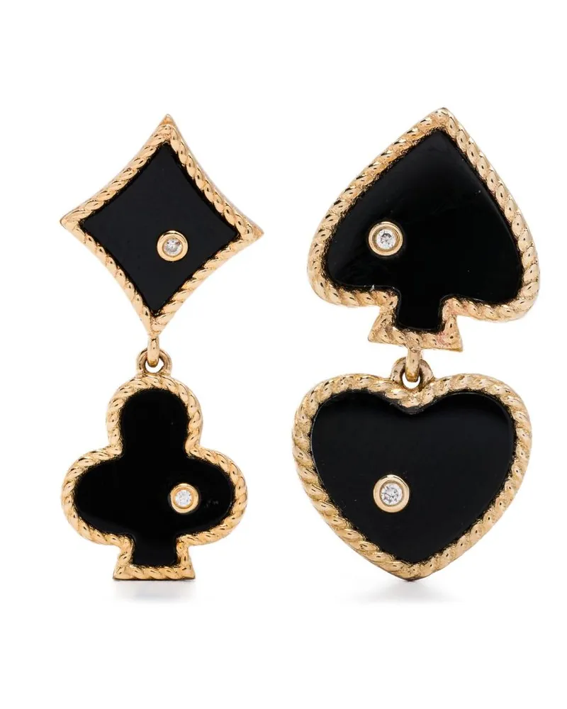 Yvonne Léon 9kt Casino Gelbgoldohrringe mit Achat und Diamanten Gold