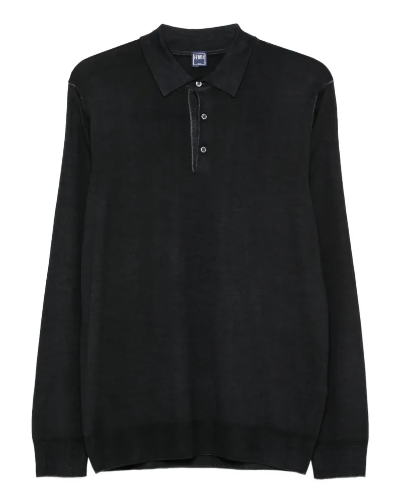 Fedeli Poloshirt mit Kontrastnähten und Polokragen - Blau Blau