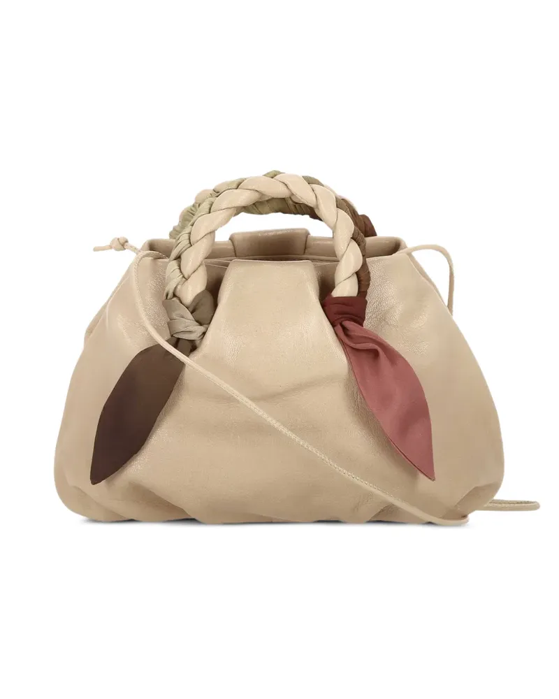 HEREU Kleiner Bombom Tote Bag mit geflochtenem Henkel - Nude Nude