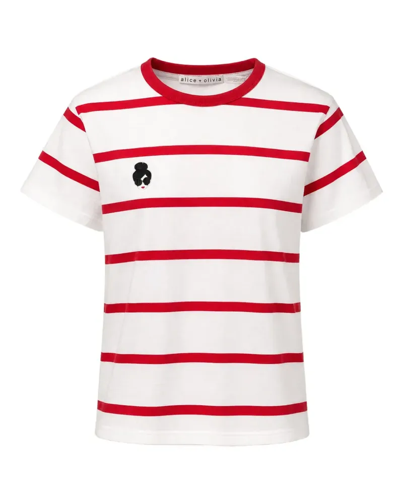 Alice + Olivia Gestreiftes Stace Face T-Shirt - Weiß Weiß