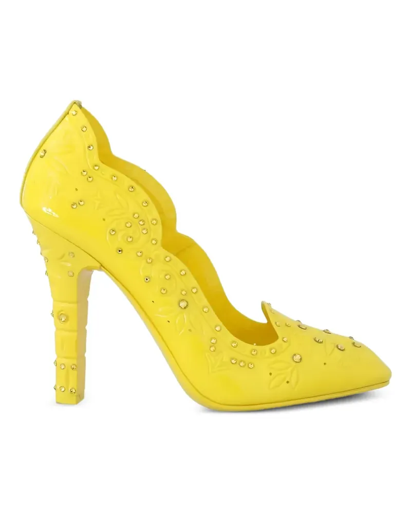 Dolce & Gabbana Kristallverzierte Pumps mit Blumenprägung - Gelb Gelb
