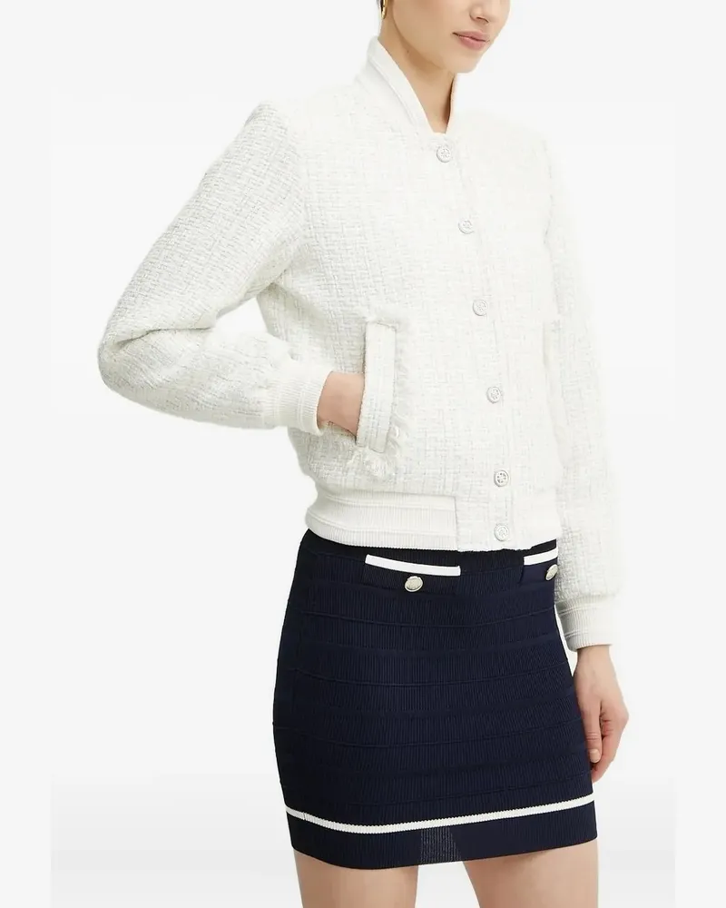 Guess Tweed-Jacke im Bomber-Style mit Fransen - Weiß Weiß