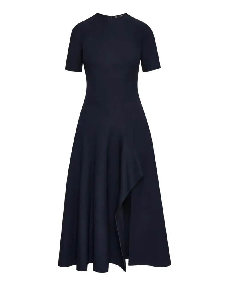 Oscar de la Renta wave-detail midi dress - Blau Blau