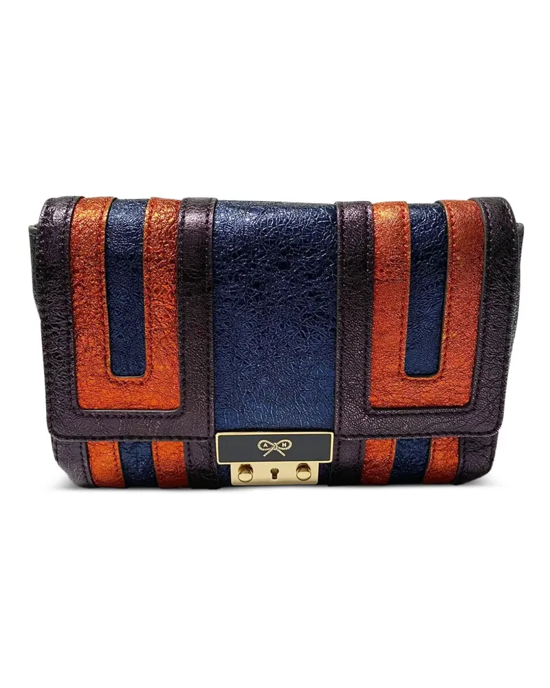 Anya Hindmarch Ebenezer metallic-effect striped shoulder bag - Blau Blau