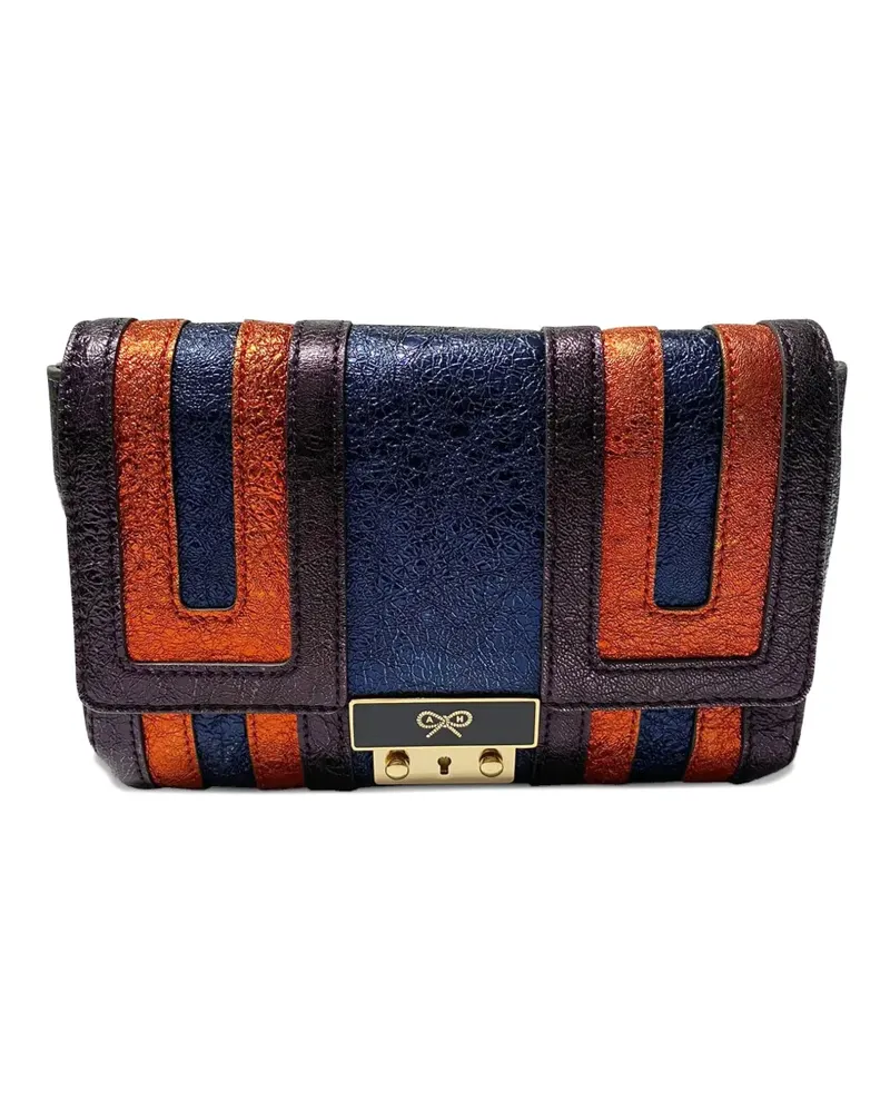 Anya Hindmarch Ebenezer metallic-effect striped shoulder bag - Blau Blau