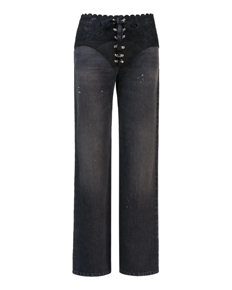Seen Users Lace Craft Wide-Leg-Jeans - Grau Grau