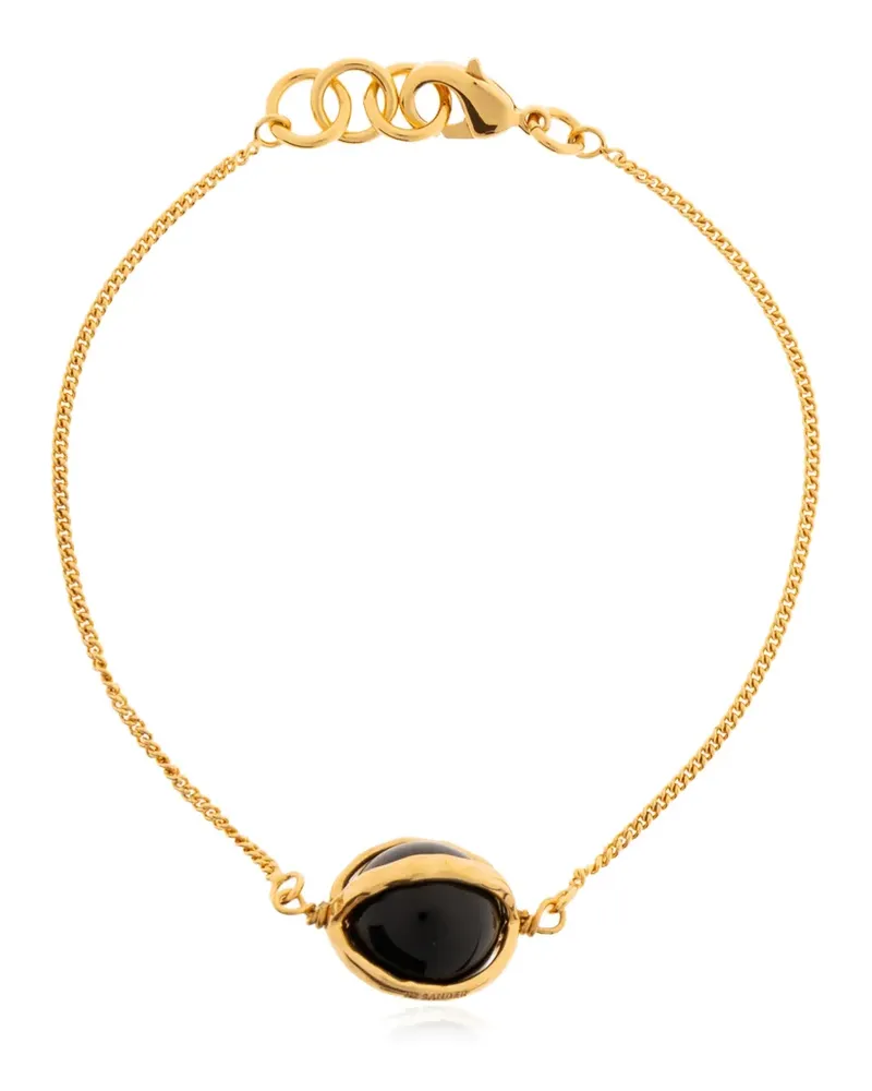 Jil Sander stone-pendant curb-chain bracelet - Gold Gold