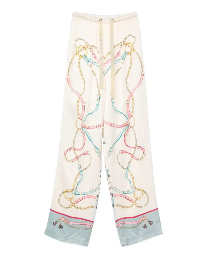forte_forte Palazzohose mit Ketten-Print - Nude Nude